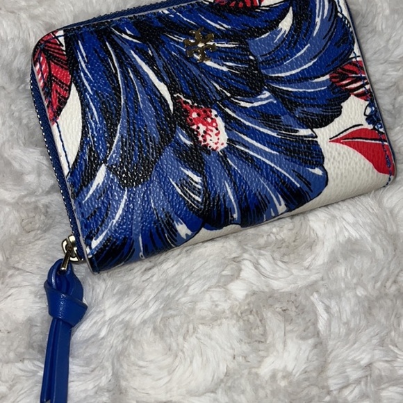 Tory Burch Vintage Floral Leather Zip Wallet / Coin Bag. Clean GUC. - Picture 3 of 13